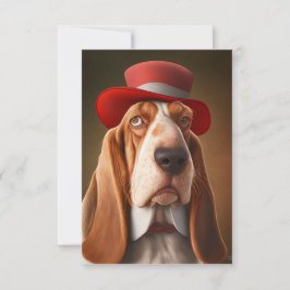 Tarjeta De Agradecimiento Dapper Basset Hound con Gorra Rojo