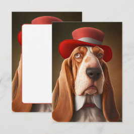 Tarjeta De Agradecimiento Dapper Basset Hound con Gorra Rojo