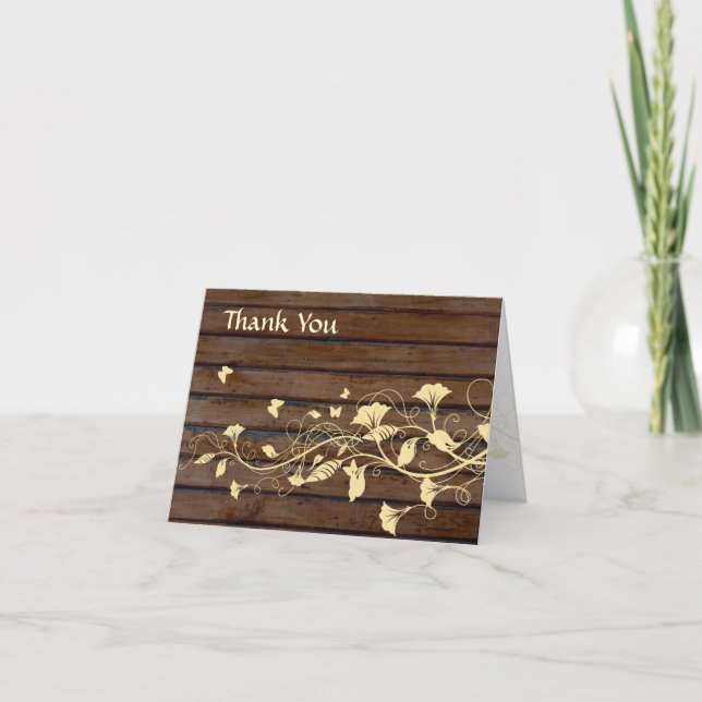 Tarjeta De Agradecimiento Dark Brown Wood Gracias (Anverso)