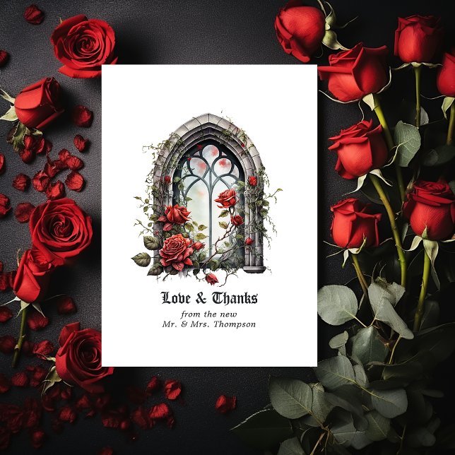Tarjeta De Agradecimiento Dark Fantasy Castle Window Gothic Boda (Subido por el creador)
