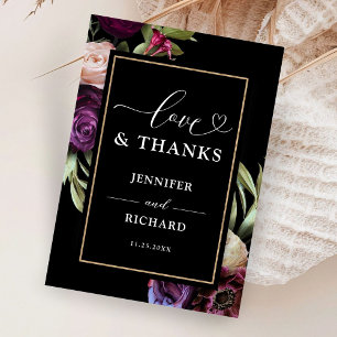 Tarjeta De Agradecimiento Dark Floral Moody Boda Gracias Cartas