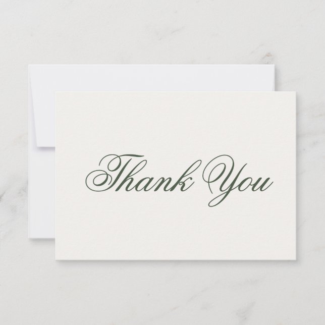 Tarjeta De Agradecimiento Dark Green Greenery Wedding Thank You Card (Anverso)
