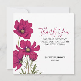 Tarjeta De Agradecimiento Dark Pink Cosmos Floral Gracias