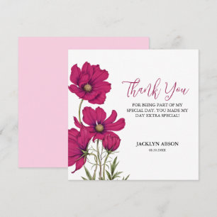 Tarjeta De Agradecimiento Dark Pink Cosmos Floral Gracias