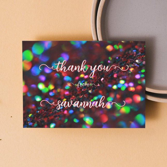 Tarjeta De Agradecimiento Dark Red Sparkling Gracias Cartas (Subido por el creador)