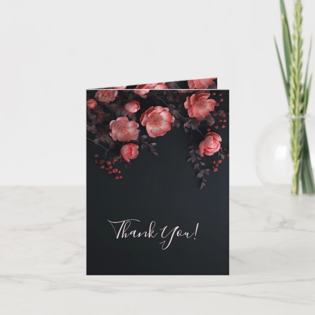 Tarjeta De Agradecimiento  Dark Romantic Roses |  Wedding Photo Thank You (Anverso)