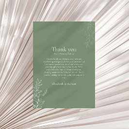 Tarjeta De Agradecimiento Dark Sage Green Botanical Thank You Card