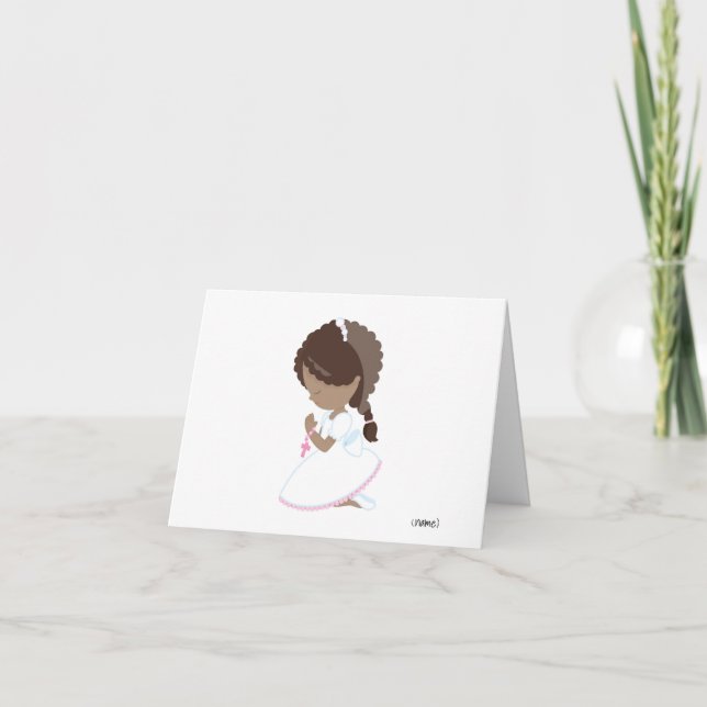 Tarjeta De Agradecimiento Dark Skin Chica Santa Comunión Gracias Cartas (Anverso)
