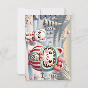 Tarjeta De Agradecimiento Daruma y el amor de los pimientos en invierno - Ta
