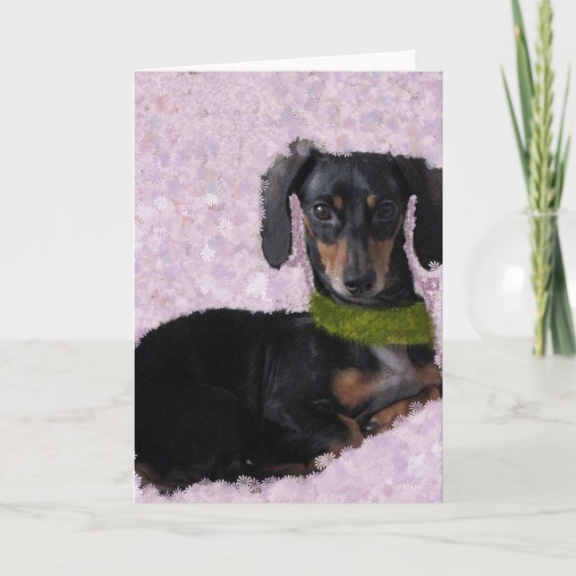 tarjeta de agradecimiento daschund pink (Anverso)