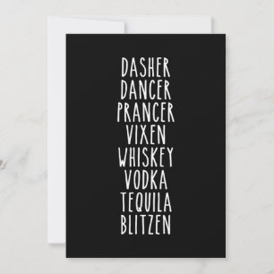 Tarjeta De Agradecimiento Dasher Dancer Prancer Vixen Whiskey Vodka Tequila