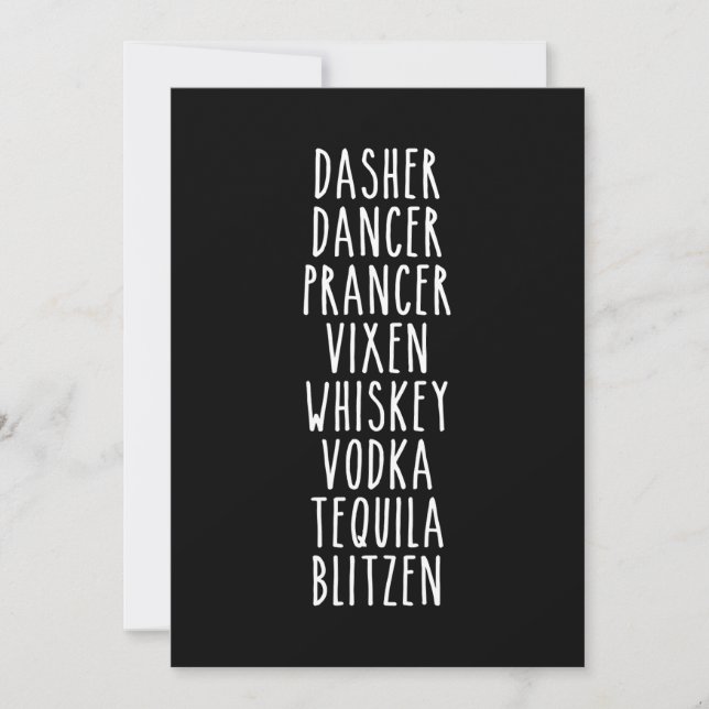 Tarjeta De Agradecimiento Dasher Dancer Prancer Vixen Whiskey Vodka Tequila (Anverso)