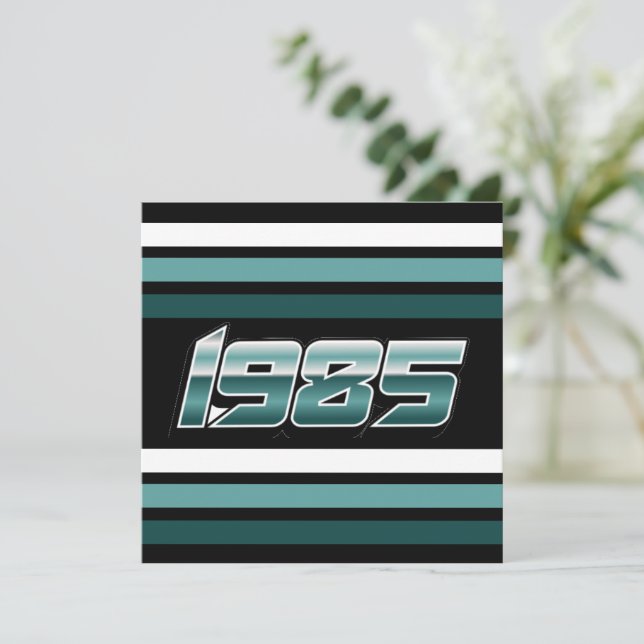Tarjeta de agradecimiento de 1985 Retro Stripe Ver (Anverso de pie)