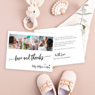 Tarjeta de agradecimiento de 3 fotos para baby sho