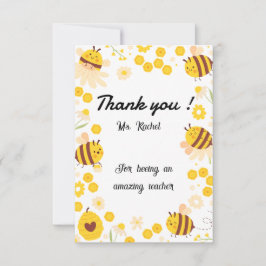 Tarjeta de agradecimiento de abeja linda de niños 