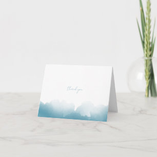 Tarjeta de agradecimiento de acuarela azul