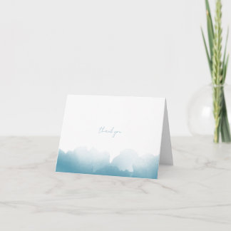 Tarjeta de agradecimiento de acuarela azul