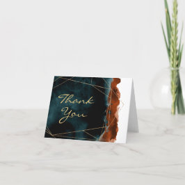 Tarjeta de agradecimiento de acuarela azul verdoso