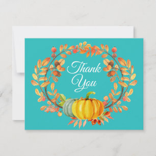 Tarjeta de agradecimiento de acuarela de calabaza 
