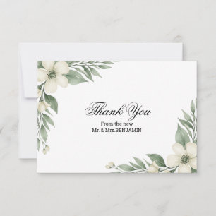 Tarjeta de agradecimiento de acuarela de flor de c