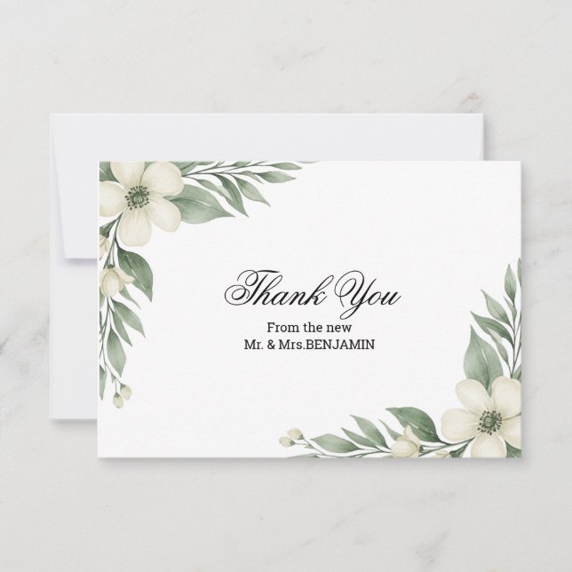 Tarjeta de agradecimiento de acuarela de flor de c (Anverso)