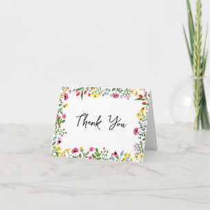 Tarjeta de agradecimiento de acuarela de flor silv