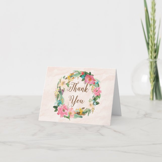 Tarjeta de agradecimiento de acuarela de flores (Anverso)