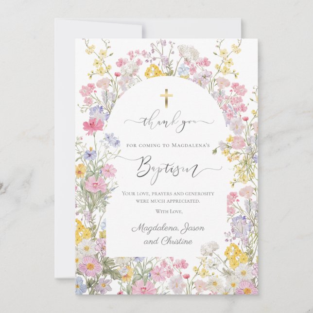 Tarjeta de agradecimiento de acuarela de flores de (Anverso)