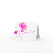 Tarjeta de agradecimiento de acuarela de flores ro