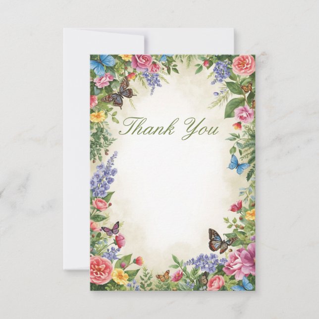 Tarjeta de agradecimiento de acuarela de flores si (Anverso)