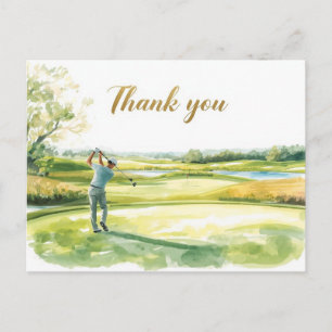 Tarjeta de agradecimiento de acuarela de golfista