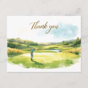 Tarjeta de agradecimiento de acuarela de golfista