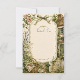 Tarjeta de agradecimiento de acuarela de jardín de