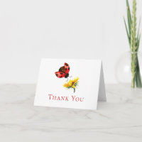 Tarjeta de agradecimiento de acuarela de mariquita