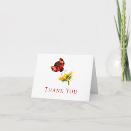 Tarjeta de agradecimiento de acuarela de mariquita