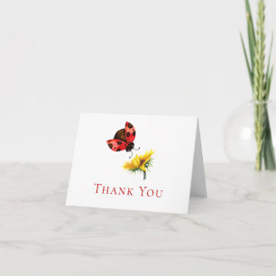 Tarjeta de agradecimiento de acuarela de mariquita