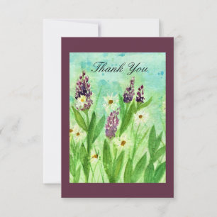 Tarjeta de agradecimiento de acuarela floral