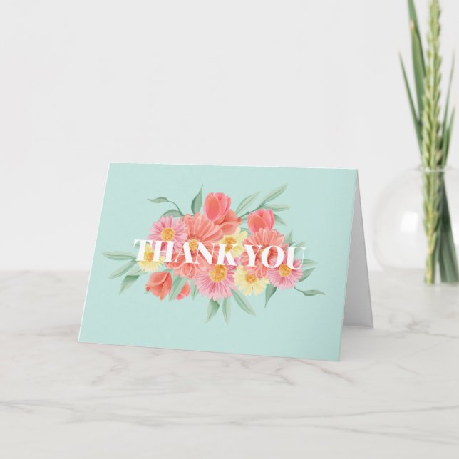 Tarjeta de agradecimiento de acuarela floral (Anverso)