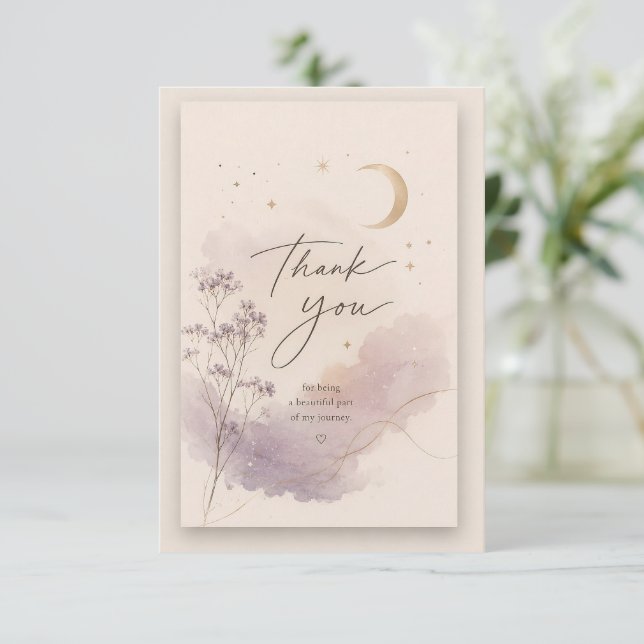 Tarjeta de agradecimiento de acuarela lavanda soña (Anverso de pie)