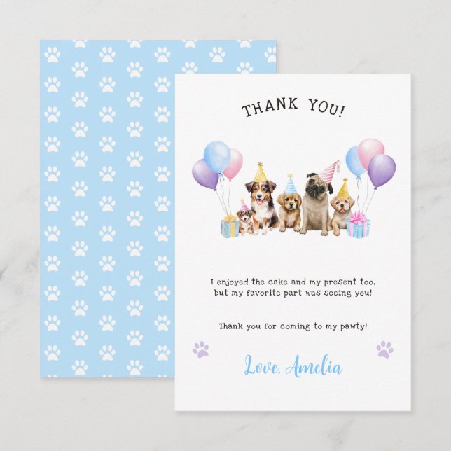 Tarjeta de agradecimiento de acuarela para fiesta  (Anverso / Reverso)