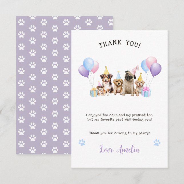 Tarjeta de agradecimiento de acuarela para fiesta  (Anverso / Reverso)