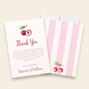 Tarjeta de agradecimiento de acuarela rojo cereza