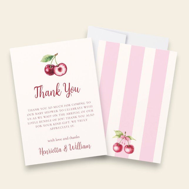 Tarjeta de agradecimiento de acuarela rojo cereza (Subido por el creador)