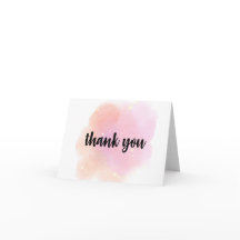 Tarjeta de agradecimiento de acuarela - Rosa y mel