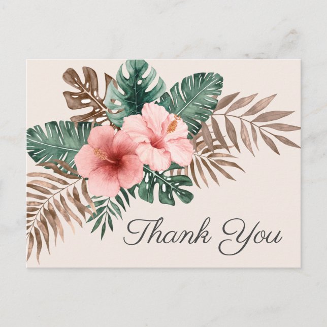 Tarjeta de agradecimiento de acuarela tropical boh (Anverso)