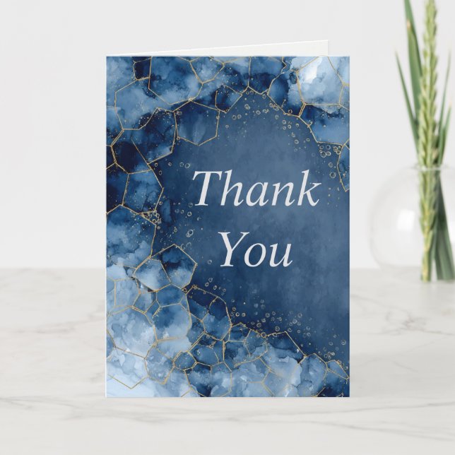 Tarjeta de agradecimiento de Agate Azul y Oro (Anverso)
