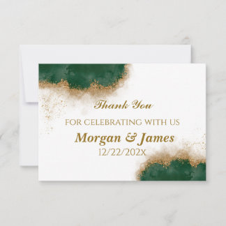 Tarjeta de agradecimiento de Agate Green & Gold Bo