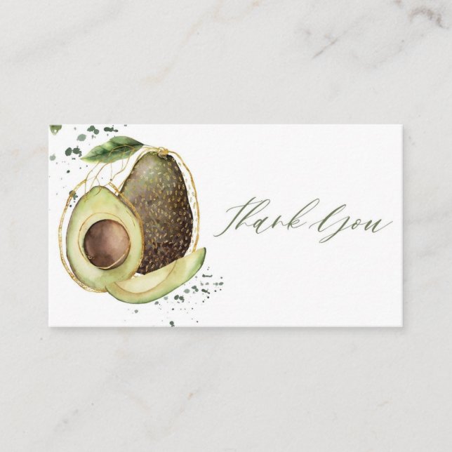 Tarjeta de agradecimiento de aguacate Baby Shower (Anverso)