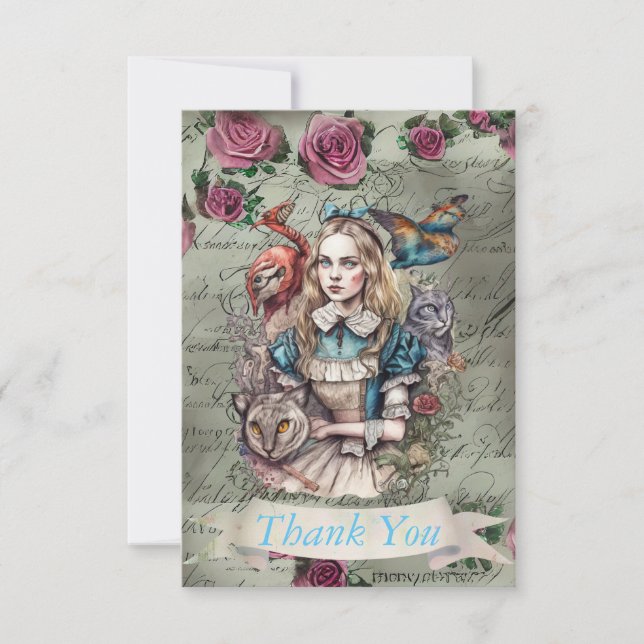Tarjeta de agradecimiento de Alice in Wonderland (Anverso)