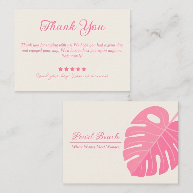 Tarjeta de agradecimiento de alquiler mínimo de ho (Anverso / Reverso)